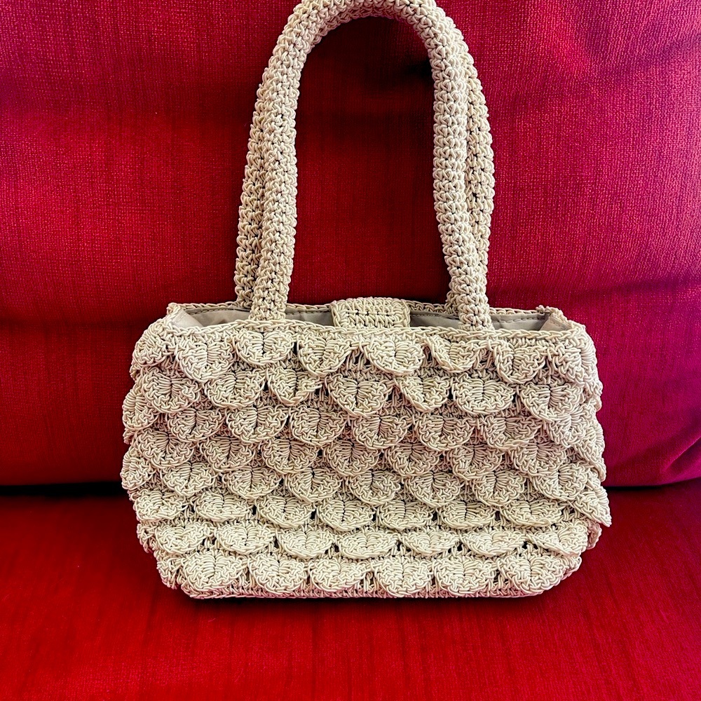 Elegant Crochet Beige Handbag